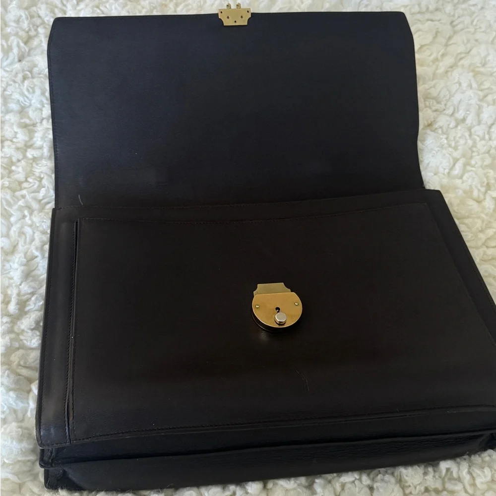 Smythson of Bond St Grosvenor Full Grain Briefcase Brown FREE SHIPPING!